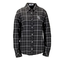 Women's Charcoal Stephen F Austin Lumberjacks Brewer Flannel Button-Down Long Sleeve Shirt