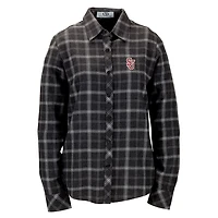 Women's Charcoal St. John's Red Storm Brewer Flannel Button-Down Long Sleeve Shirt