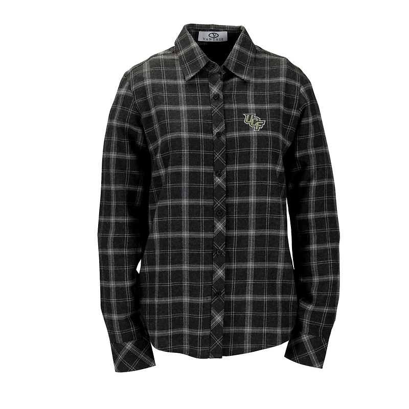 Women's Charcoal UCF Knights Brewer Flannel Button-Down Long Sleeve Shirt