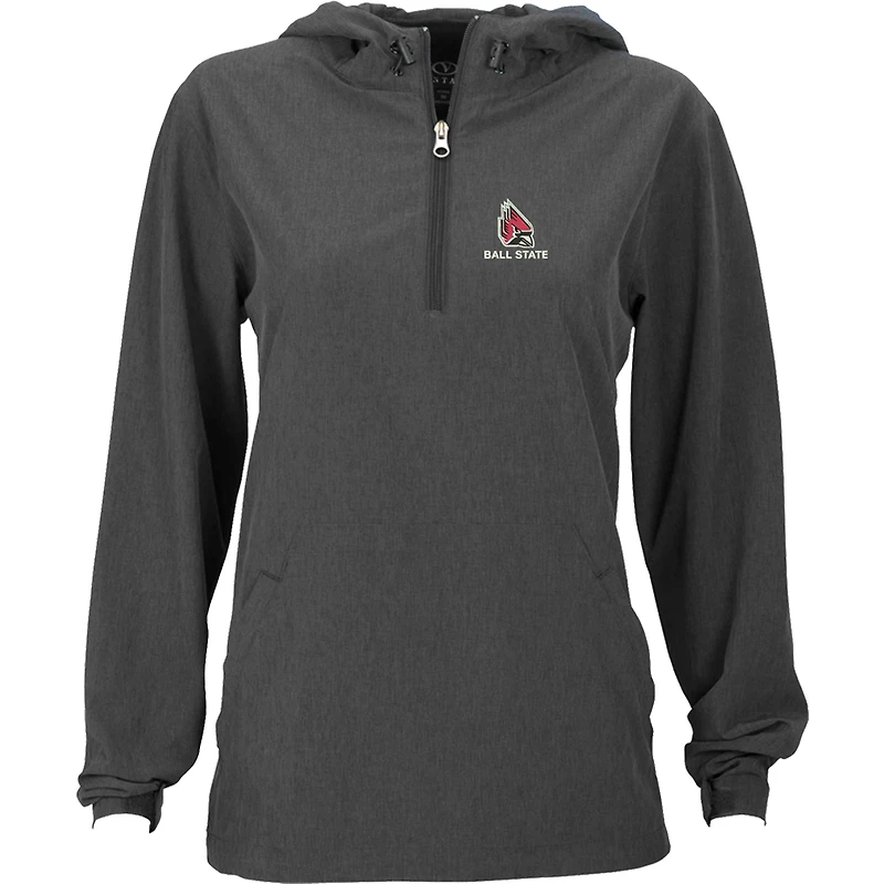 Women's Charcoal Ball State Cardinals Pullover Stretch Anorak Jacket