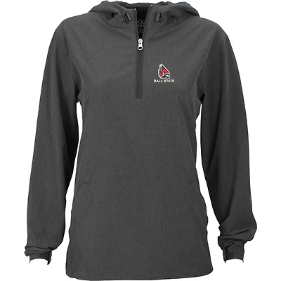 Women's Charcoal Ball State Cardinals Pullover Stretch Anorak Jacket