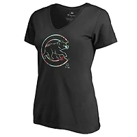 Women's Black Chicago Cubs Lovely V-Neck T-Shirt