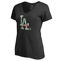 Women's Black Los Angeles Dodgers Lovely V-Neck T-Shirt