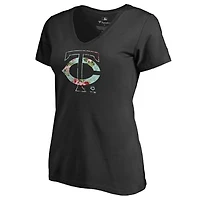Women's Black Minnesota Twins Lovely V-Neck T-Shirt