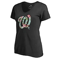 Women's Black Washington Nationals Lovely V-Neck T-Shirt