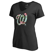 Women's Black Washington Nationals Lovely V-Neck T-Shirt