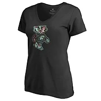 Women's Black Wisconsin Badgers Lovely V-Neck T-Shirt