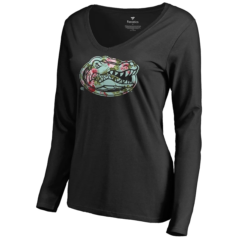 Women's Black Florida Gators Lovely Long Sleeve V-Neck T-Shirt