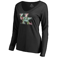 Women's Black Kentucky Wildcats Lovely Long Sleeve V-Neck T-Shirt