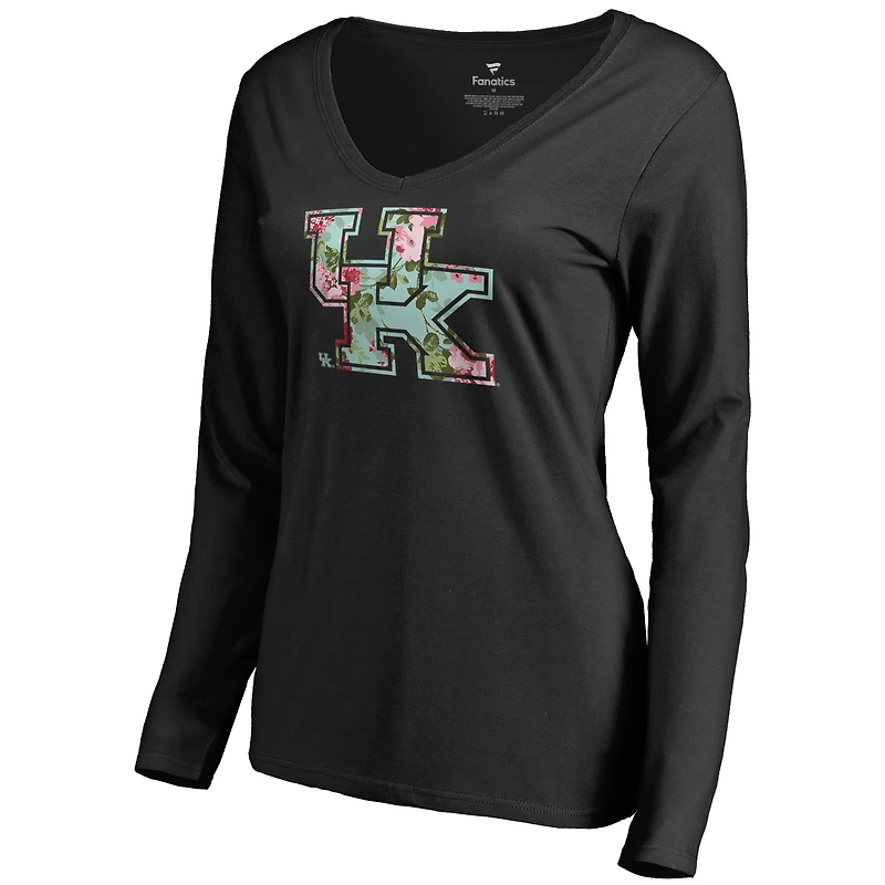 Women's Black Kentucky Wildcats Lovely Long Sleeve V-Neck T-Shirt