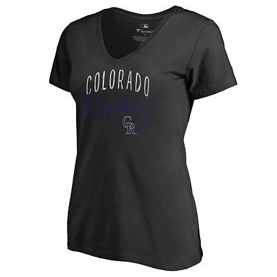 Women's Black Colorado Rockies Graceful V-Neck T-Shirt