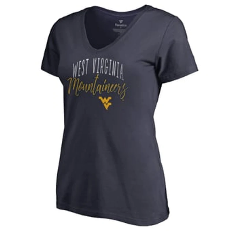 Women's Navy West Virginia Mountaineers Graceful V-Neck T-Shirt