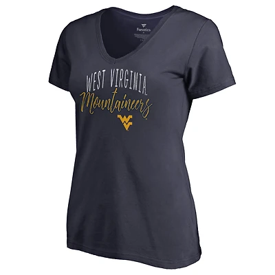 Women's Navy West Virginia Mountaineers Graceful V-Neck T-Shirt