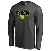 Men's Heathered Charcoal William Byron Stealth Pop Verbiage Long Sleeve T-Shirt