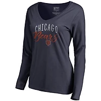 Women's Navy Chicago Bears Graceful Long Sleeve V-Neck T-Shirt