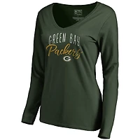Women's Green Green Bay Packers Graceful Long Sleeve V-Neck T-Shirt