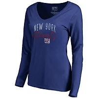 Women's Royal New York Giants Graceful Long Sleeve V-Neck T-Shirt
