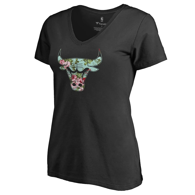Women's Black Chicago Bulls Lovely V-Neck T-Shirt