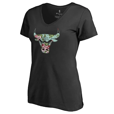 Women's Black Chicago Bulls Lovely V-Neck T-Shirt