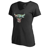 Women's Black Chicago Bulls Lovely V-Neck T-Shirt