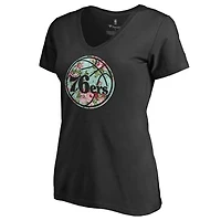 Women's Black Philadelphia 76ers Lovely V-Neck T-Shirt