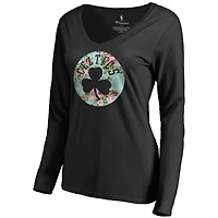 Women's Black Boston Celtics Lovely V-Neck Long Sleeve T-Shirt