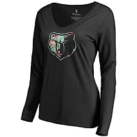 Women's Black Memphis Grizzlies Lovely Long Sleeve V-Neck T-Shirt