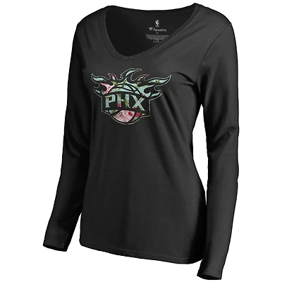 Women's Black Phoenix Suns Lovely V-Neck Long Sleeve T-Shirt