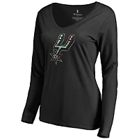 Women's Black San Antonio Spurs Lovely V-Neck Long Sleeve T-Shirt