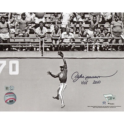 Andre Dawson Chicago Cubs Autographed 8" x 10" Catch at the Wall Photograph with "HOF 2010" Inscription