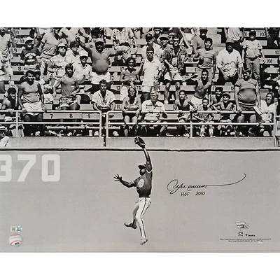 Andre Dawson Chicago Cubs Autographed 16" x 20" Catch at the Wall Photograph with "HOF 2010" Inscription