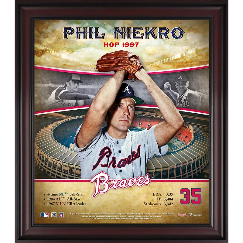 Phil Niekro Atlanta Braves Framed 15" x 17" Hall of Fame Career Profile
