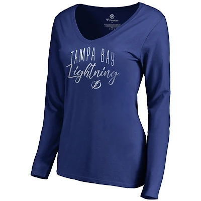 Women's Blue Tampa Bay Lightning Graceful Long Sleeve V-Neck T-Shirt