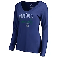 Women's Blue Vancouver Canucks Graceful Long Sleeve V-Neck T-Shirt