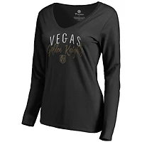 Women's Black Vegas Golden Knights Graceful Long Sleeve V-Neck T-Shirt