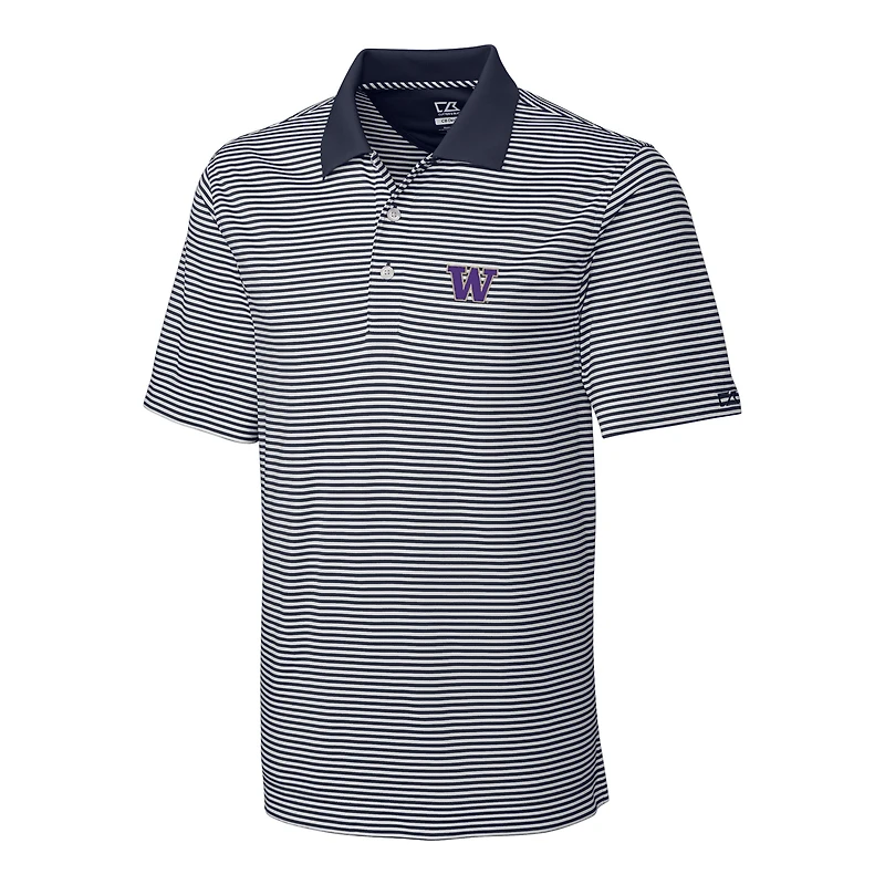 Men's Cutter & Buck Gray/White Washington Huskies Big & Tall Trevor Stripe DryTec Polo
