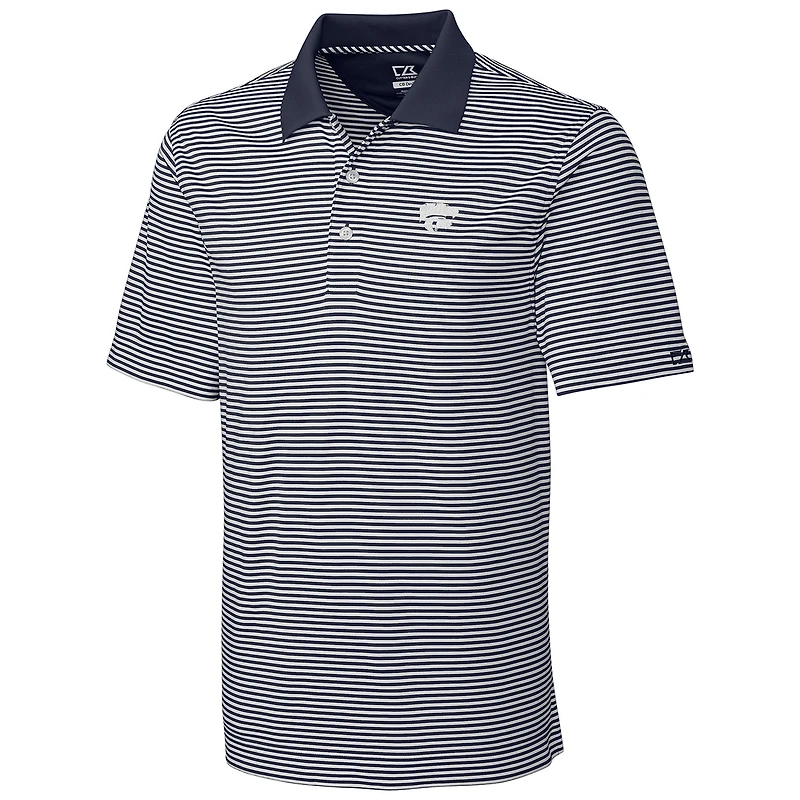 Men's Cutter & Buck Gray/White Kansas State Wildcats Big & Tall Trevor Stripe DryTec Polo