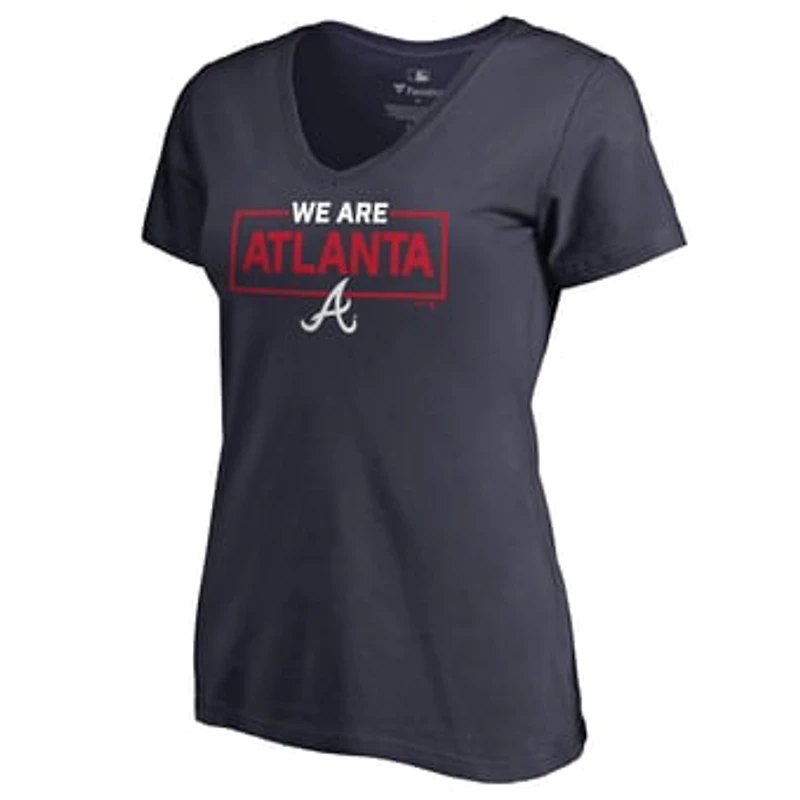 Women's Navy Atlanta Braves We Are Icon V-Neck T-Shirt