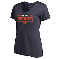 Women's Navy Detroit Tigers We Are Icon V-Neck T-Shirt