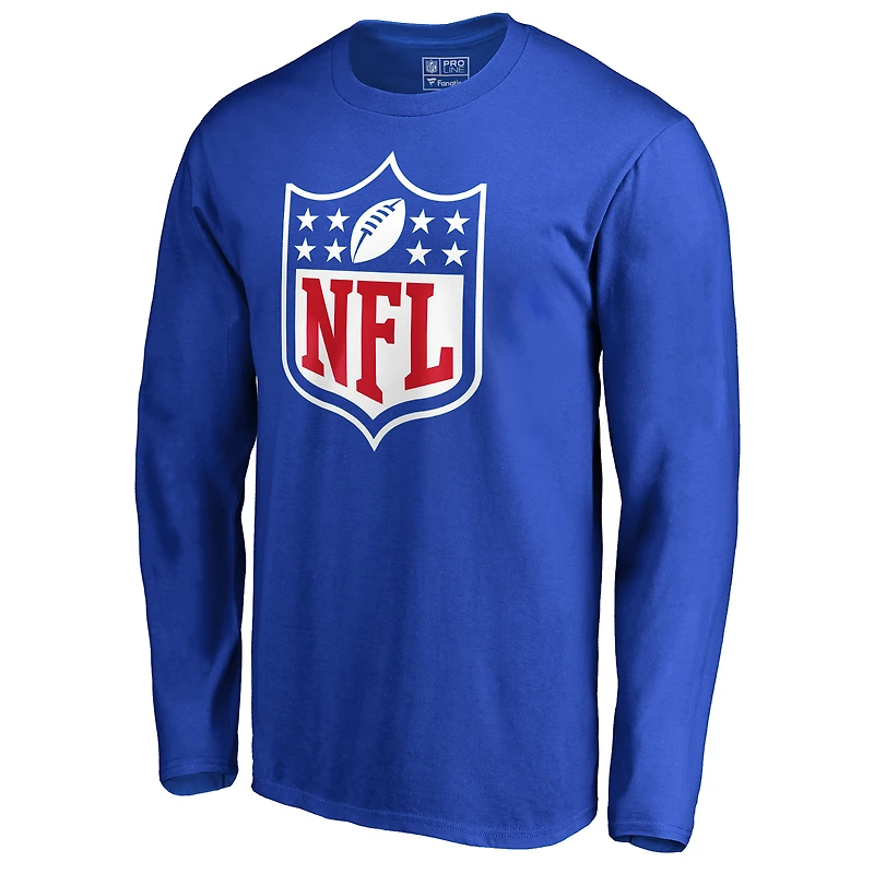 Men's Royal NFL Shield Primary Logo Long Sleeve T-Shirt