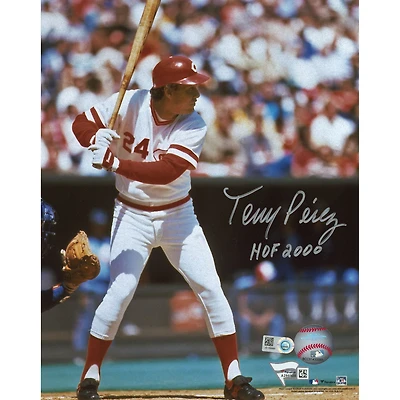 Tony Perez Cincinnati Reds Autographed 8" x 10" Vertical Hitting Photograph with "HOF 2000" Inscription
