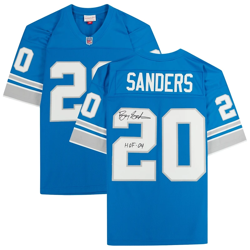 Barry Sanders Detroit Lions Autographed Blue Mitchell & Ness Replica Jersey with "HOF 2004" Inscription