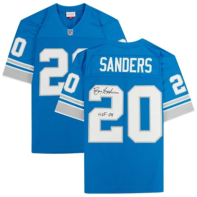 Barry Sanders Detroit Lions Autographed Blue Mitchell & Ness Replica Jersey with "HOF 2004" Inscription