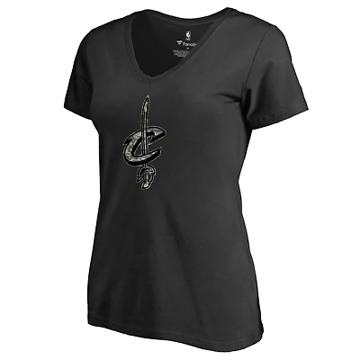 Women's Black Cleveland Cavaliers Cloak Camo V-Neck T-Shirt