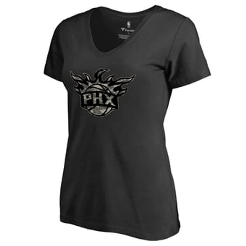 Women's Black Phoenix Suns Cloak Camo V-Neck T-Shirt