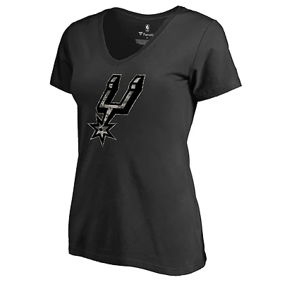 Women's Black San Antonio Spurs Cloak Camo V-Neck T-Shirt