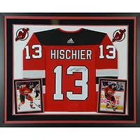Nico Hischier New Jersey Devils Autographed Deluxe Framed Red adidas Authentic Jersey