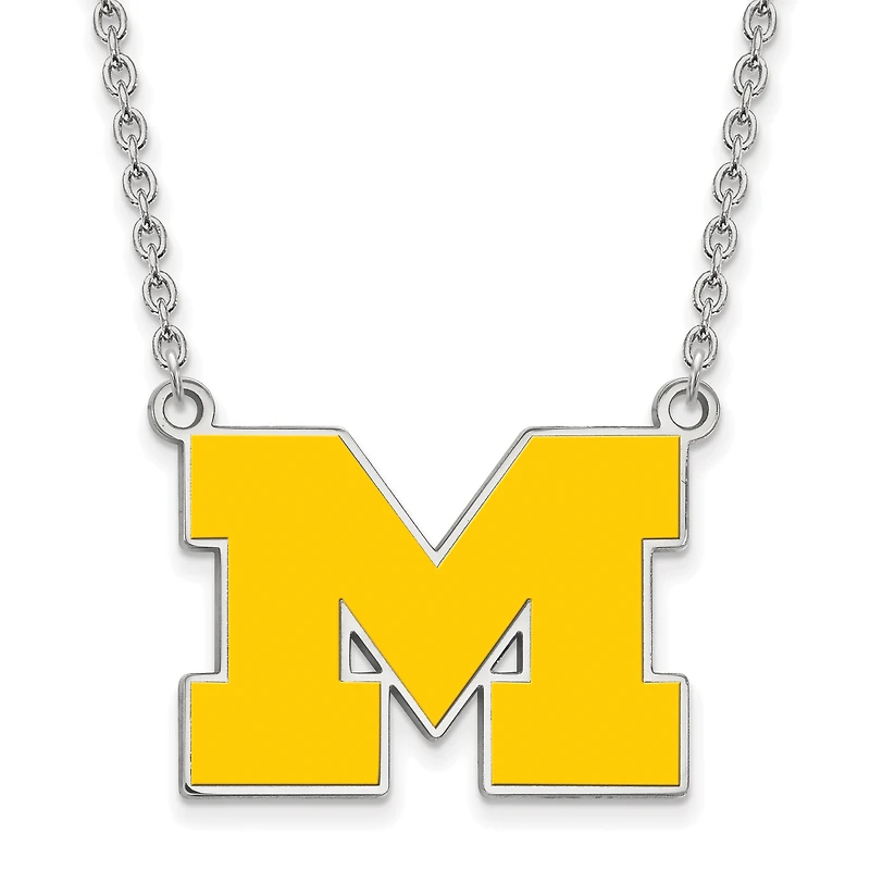 Women's Michigan Wolverines Sterling Silver Enameled Split Chain Necklace
