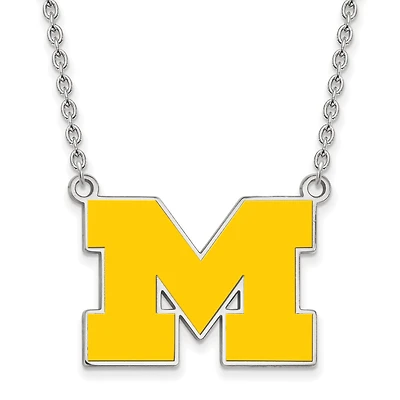 Women's Michigan Wolverines Sterling Silver Enameled Split Chain Necklace