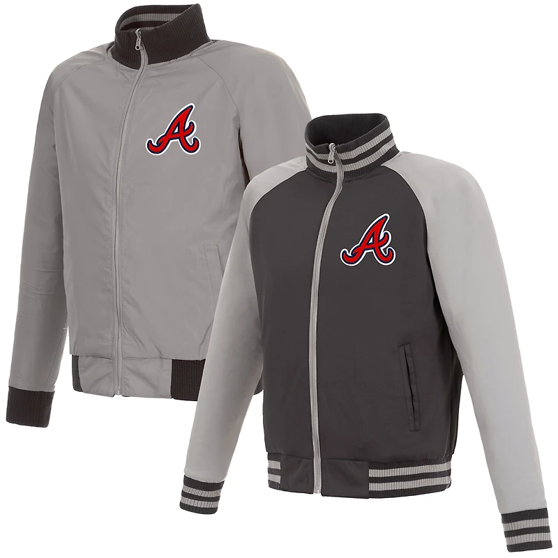 Men's JH Design Gray Atlanta Braves Reversible Track Jacket